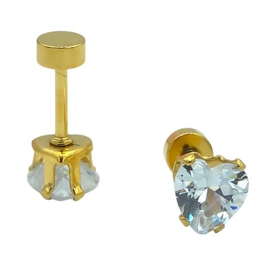 CZ Hart Oorknopjes - 6mm - Goudverguld - Cadeau meisje of vriendin