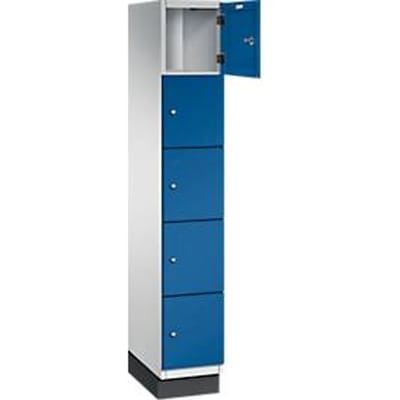 C+P Cambio lockerkast, 1 vak, 5 vakken, met plint, B 300 x D 525 x H 1980 mm, lichtgrijs/enzianblauw