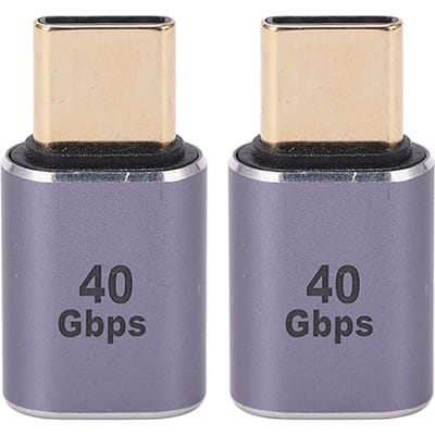 2 Pièces Mini Adaptateur USB C 40Gbps Droit Coque en Alliage Type C Mâle vers Type C Femelle Adaptateur Connecteur