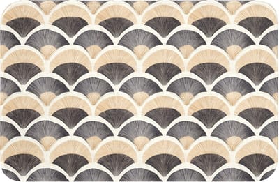 WC mat 60x40 cm - Antislip - Waaier - Patroon - Zwart - Beige - Toiletmat - Vloermat - Douchemat - Toilet tapijt - Toiletmatten