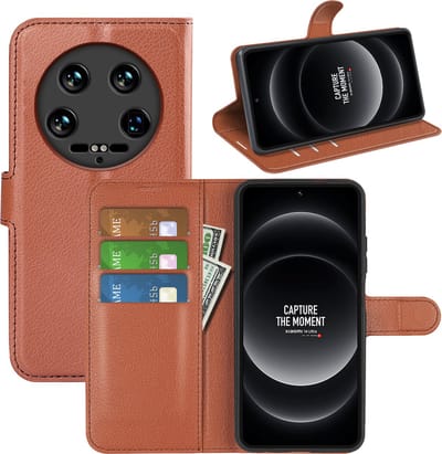 MobyDefend Hoesje - Geschikt voor Xiaomi 14 Ultra - Kunstleren Wallet Book Case (Sluiting Voorkant) - Bruin
