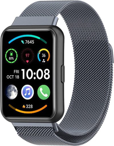 Milanees Smartwatch bandje - Geschikt voor Huawei Watch Fit 2 Milanese band - space grey - Strap-it Horlogeband / Polsband / Armband