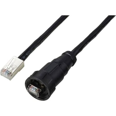 TRU COMPONENTS TC-E13T-MR5-MCA/NCA-0.5PV-S RJ45-kabel met rechte kabel, IP67 (schroefdraad), CAT5E, 0,5 m TC-13543628 Aantal polen (sensoren) 8 Zwart