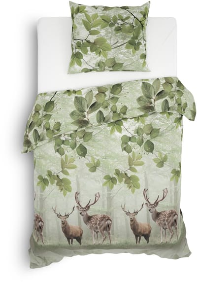 Heckett & Lane Tobias Dekbedovertrek - Flanel - Eenpersoons - 140x200/220 cm - Fern Green