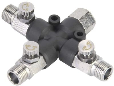 Dailygoods - 3-Weg Airbrush Luchtslang Splitter - Ideaal voor Airbrush Apparaten - Kunststof en Metaal - Multi - Aansluiting voor Drie Apparaten - Ges...