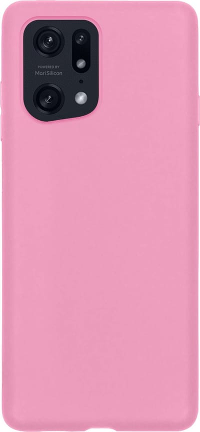 Hoes - Geschikt voor OPPO Find X5 - Sterk & Shockproof - Hoesje Cover - Siliconen Case - Lichtroze