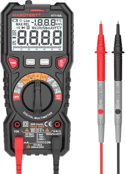Digitale Multimeter - Spanning Stroom Tester - Elektrische Metingen - Hoge Nauwkeurigheid - 123x67x20mm - Zwart