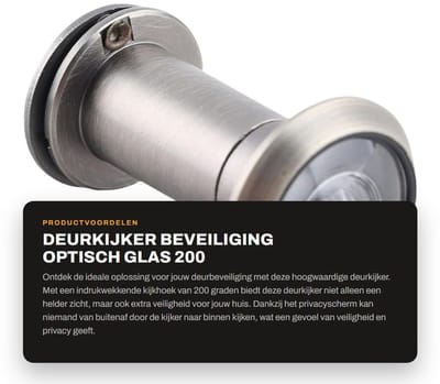 Dailygoods- Deurkijker 200 Graden Groothoek - Optische Lens - Beveiliging - Privacyscherm - Geschikt voor Deurdiktes 35-60 mm - Zinklegering - Deurobservator