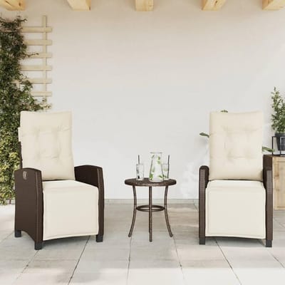 Tuinstoelen kantelbaar - Loungestoelen buiten - Ontspannen in de tuin - Verstelbare rugleuning met voetensteun - 2 stuks - Bruin