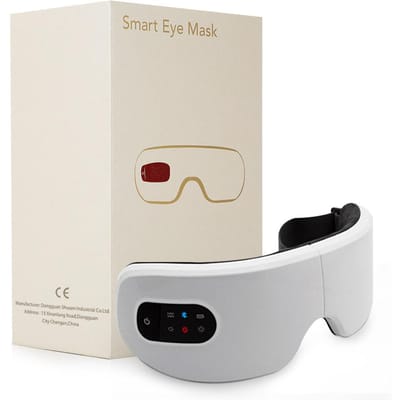 4D Slimme Oogmassager Draadloos Vibrerend Oogverzorgingsinstrument Heet Kompres Bluetooth Oogmassage Bril Vermoeidheidstasje Rimpel beige