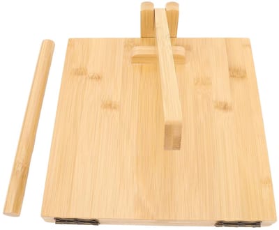 Houten Tortillapers - Deegpers Keuken - Thuis Tortillas Maken - Inclusief Deegroller - 28x28cm - Natuurlijk Hout