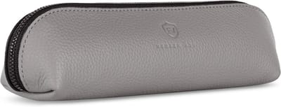 Pennenetui Echt Leer - Etui Pennenhouder - Kantoor Organisatie - Hoogwaardig Nappaleder - 20 x 5.5 x 5.5 cm - Grijs