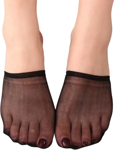 Dames Halve Sokken – Transparante Mesh Teentop, Onzichtbare No-Show Sokken, Enkel Sokken, Perfect Cadeau - Zwart