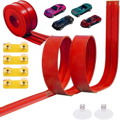Flexibele Autobaan - Racebaan Speelgoed - Creatief Spelen - 4.6 Meter Baan - 23 x 23 x 9 cm - Rood
