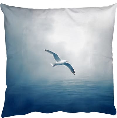 Sierkussens - Kussentjes Woonkamer - 50x50 cm - Meeuw - Wit - Zee - Mistig
