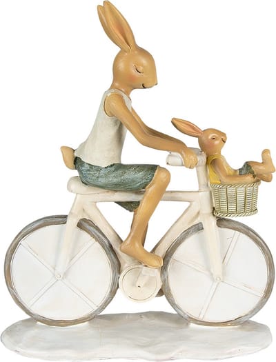 Clayre & Eef Beeld Konijn 18x7x22 cm Wit Beige Polyresin
