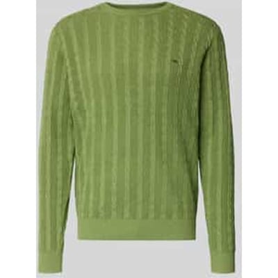 Gebreide pullover met kabelpatroon en labelstitching
