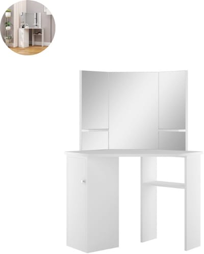 Kaptafel met spiegel - Make up tafel - Make up - Toilettafel - Met lades - Wit