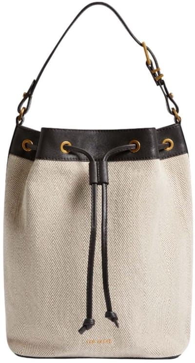 Ted Baker Schoudertas Tashah Belt Detail Canvas Herringbone Shoulder Bag Brn-Choc Beige