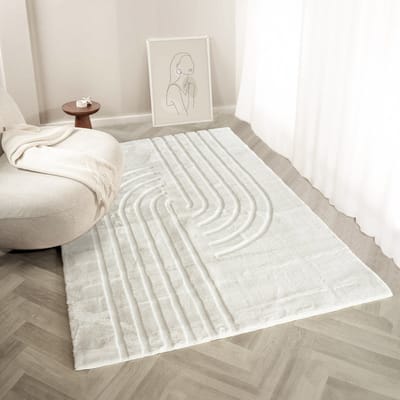 Flycarpets Japandi hoogpolig vloerkleed - Bohemian Arches Crème 240 x 340 cm
