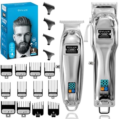 Professionele Tondeuse Set - Haar Trimmer - Thuis Kappersbezoek - Volledig Metalen Behuizing - 120 Min Draadloos - Zilver