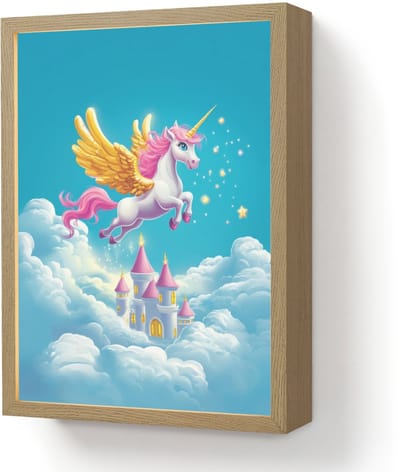 Nachtlampje 30x40 cm - Kinder lamp - Eenhoorn - Fantasie - Kasteel - Tafellamp kinderkamer draadloos - Slaapkamer lampje - Bedlamp kinderen - Kinderlampje - Wandlamp babykamer - Nachtlampjes