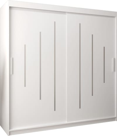 InspireMe - Kledingkast met 2 schuifdeuren, Modern-stijl, Een kledingkast met planken (BxHxD): 200x200x62 - MALTESE 200 Wit Mat met 4 lades