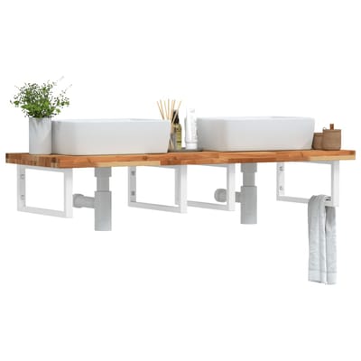 vidaXL - Badkamer - wandschap - staal - en - massief - acaciahout