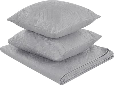 ALAMUT - Plaid met kussens - Grijs - 160 x 220 cm - Polyester