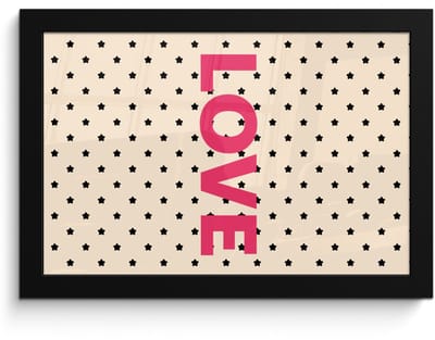 Poster in lijst - Fotolijst 30x20 cm - Posters - Love - Stippen - Roze - Posterlijst zwart - Decoratie - Wanddecoratie woonkamer - Muurdecoratie slaapkamer