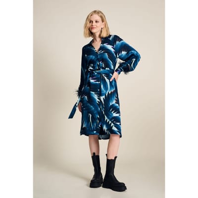 POM Amsterdam Dress - Jada Feathers Blue Größe: 34 | Blusenkleider Outlet | Damen | Blau