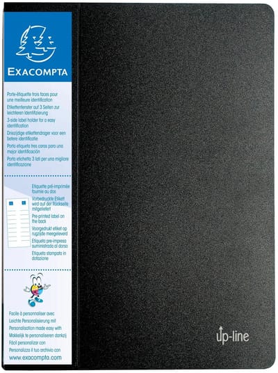Exacompta 20x Up Line Showalbum met vaste rug en etiket op 3 zijden- harde PP- 20 tassen - 40 zichten - A4 - Zwart - 88201E