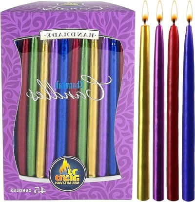 Chanoeka Kaarsen - Menorah Kaarsen - Feestdagen Verlichten - Standaard Maat - 45 Stuks - Metallic Multi Color