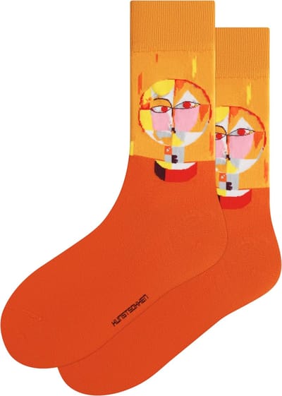 Kunst sokken - Senecio: Paul Klee - Sokken Dames 36 40 - Biologisch Katoenen Sokken - funny socks happy - Vrolijke Sokken - Grappige Sokken - Sokken Cadeau