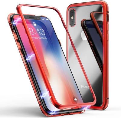 Hoesje voor iPhone XR - Rood Magnetische hoes 360 bescherming Metaal voor / achter glasbestendig