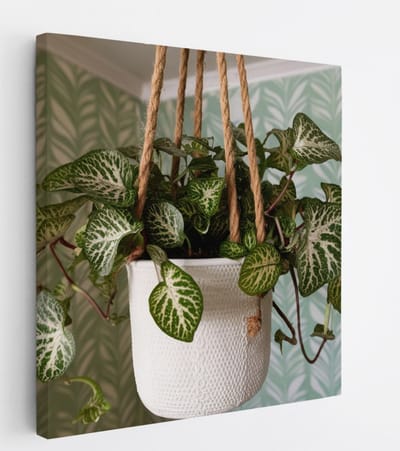 Saammp Canvas Schilderij - Hangende Kamerplant - Natuur - Abstract - 20x20 - Foto op canvas - Wanddecoratie - Muurdecoratie Woonkamer - Kantoor Decoratie