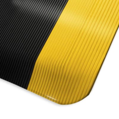 FLOORDIREKT Anti-vermoeidheidsmat - HeavyDuty Ripp - Werkplaatsmat - Zwart-geel - 60 x 90 cm