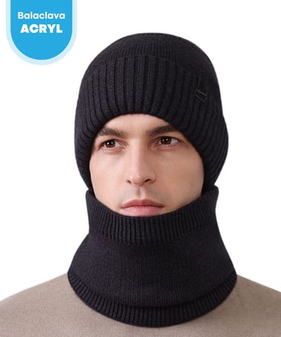 FOXLY® Muts met Nekwarmer - Balaclava - Gezichtsmasker - Motormasker - Balaclava - Nekwarmer - Zwart - One size