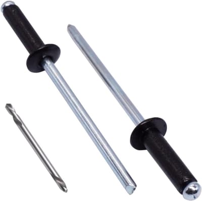 SKIR'CO (150 stuks) Geschilderde Blinde Klinknagels 4,0 x 16 mm, Aluminium Pop Klinknagels, Boor Inbegrepen (Jet Black RAL 9005)