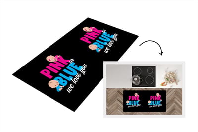 Keukenloper - Loper keuken - Baby - Ouders - Babyshower - Roze of Blauw - Wat zal het worden - 120x60 cm - Keukenloper vinyl