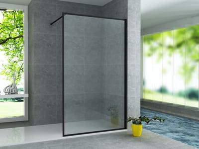Zimmer Inloopdouche Douchewand met Kader 100 x 200 cm – Mat Zwart – 8 mm Helder Veiligheidsglas – Industriële Stijl – Antikalkcoating – Inclusief Stabilisatiearm