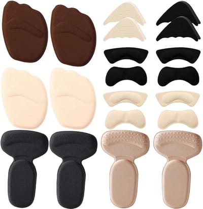 Set van 10 Hielkussens voor Bescherming van de Hielen, Comfortabele Schoenaccessoires, Ballen- en Voorvoetkussens voor Hakken en Teveel Ruimte in Schoenen