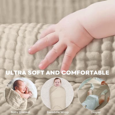 SnelShoppen - Baby Luiers Katoen Lang 65 x 65 cm Pack van 5 Super Zacht voor Gevoelige Huid voor Pasgeborenen Apricot