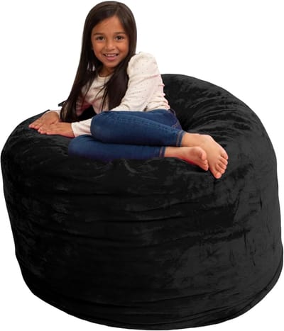Zitzak Stoel - Zitmeubel Bank - Comfortabel Ontspannen - Hoogwaardig Schuim - 91 cm - Zwart Suede
