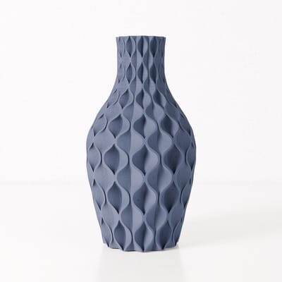 Fleuriek vaas VERA - Blauw H30 cm - Luxe designvaas voor tafel of dressoir - Reliëfpatroon