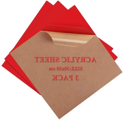 Laser gesneden acrylaatplaten 30 cm x 30 cm voor graveren, modelbouw en interieurdecoratie - 3 mm dik, rood