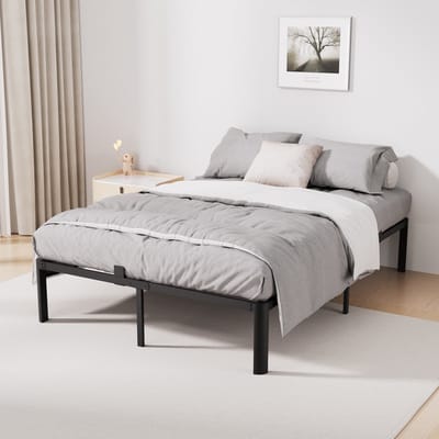 KUTAS Metalen Bed 140x200 cm - Minimalistisch Bedframe - Stevig - Stil - Anti Slip - Grote Opbergruimte - IJzeren Bed - Duurzaam - Roestvrij - Draagkracht 600 kg - Voor 2 personen - Zwart