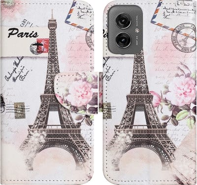 Coverup Hoesje - Geschikt voor Motorola Moto G55 Hoesje - Coverup Book Case - Eiffeltoren