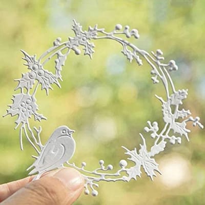 Snijmallen voor Vogel Holly Krans - Metalen Mallen voor DIY Scrapbooking en Kaarten