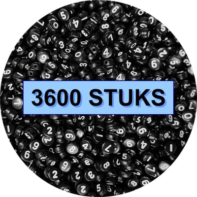 Fako Bijoux® - Cijferkralen Rond Bulk - Number Beads - Acryl Kralen - Sieraden Maken - 3600 Stuks - Zwart